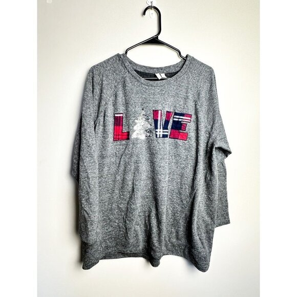 est 1946 Sweaters - EST 1946 Plaid Love Sequin Pullover Sweater Gray Womens 14 16W